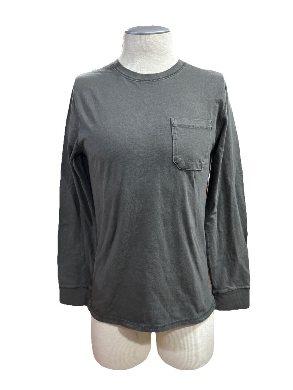 Goodfellow & Co Mens T Shirt S Ebony Gray Long Sleeve Pocket